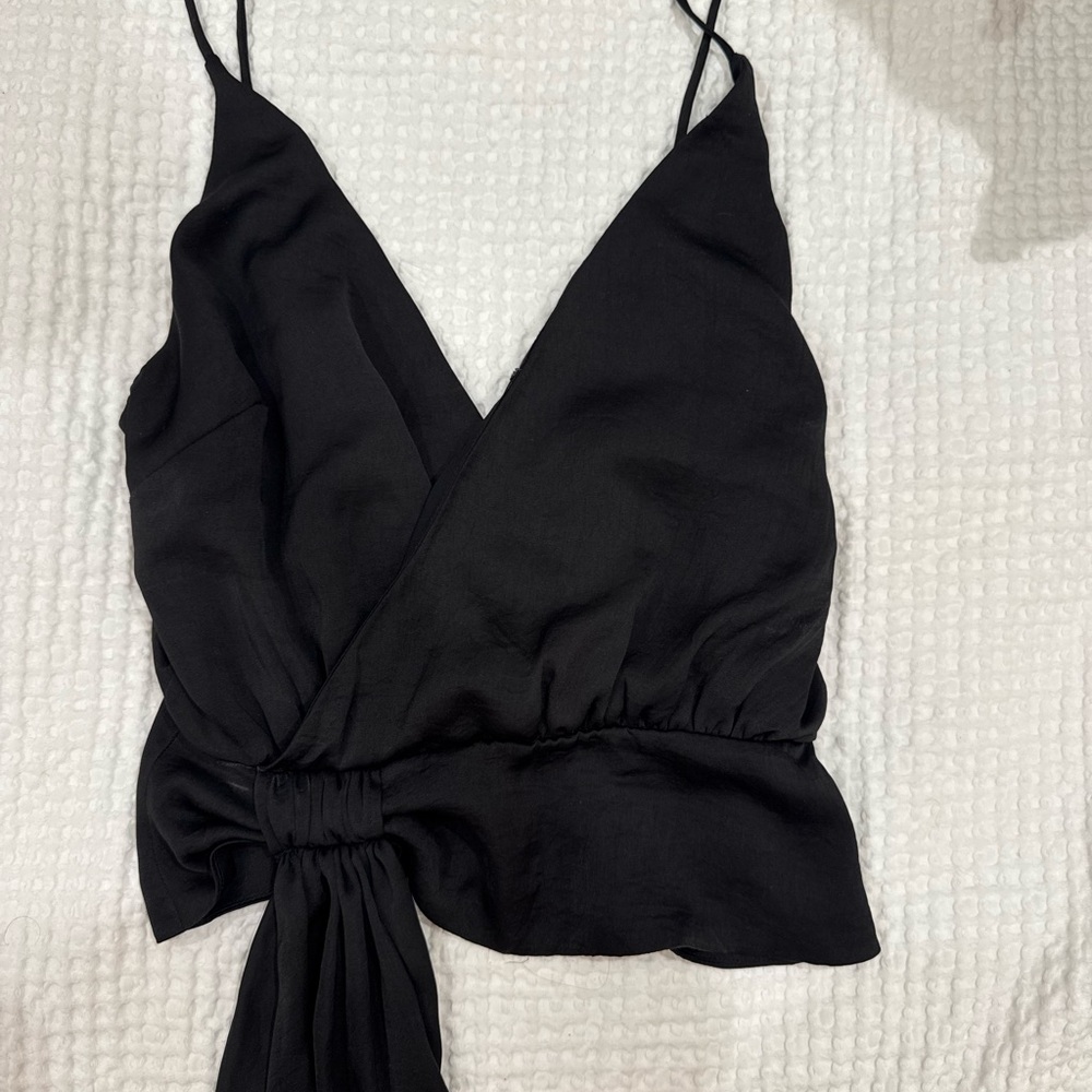 Black V-Neck Tie-Waist Cami Top